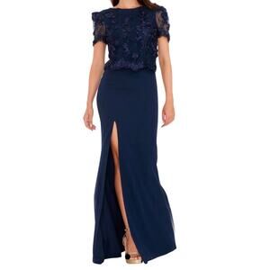 Dress the Population dress Ramona floral stretch crepe mermaid gown blue XXL